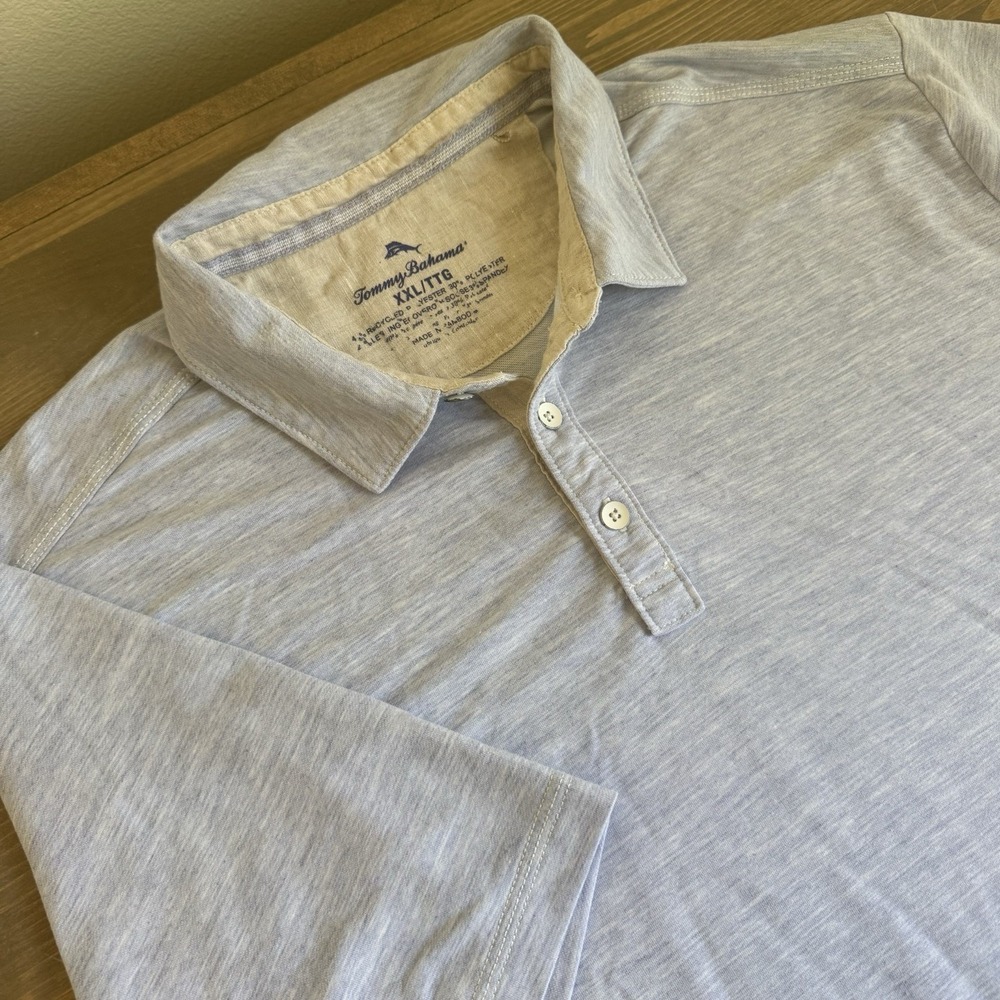 Tommy Bahama Men's XXL Light Blue Short‎ Sleeve Polo Collar Shirt Top